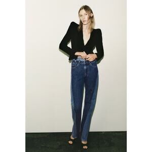 Zara Two Tone Straight Leg Jeans